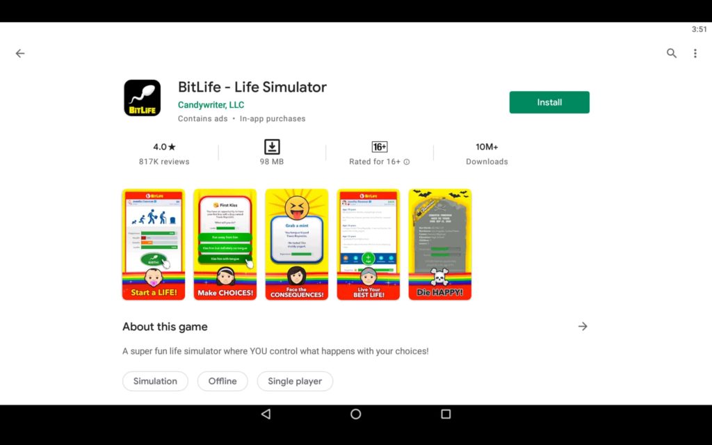 Installieren Sie das Life Simulator-Spiel