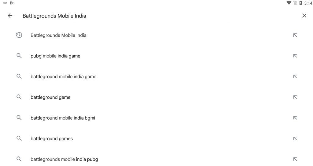 Battlegrounds Mobile India search